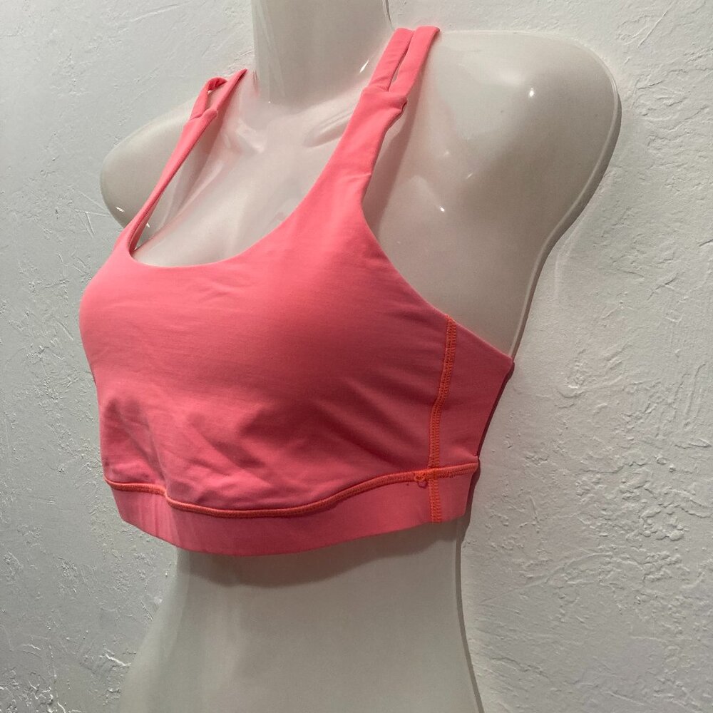 Lululemon Women’s Size 6 Energy Bra Long Line Neon Orange Sports Bra Crossback - Picture 5 of 10